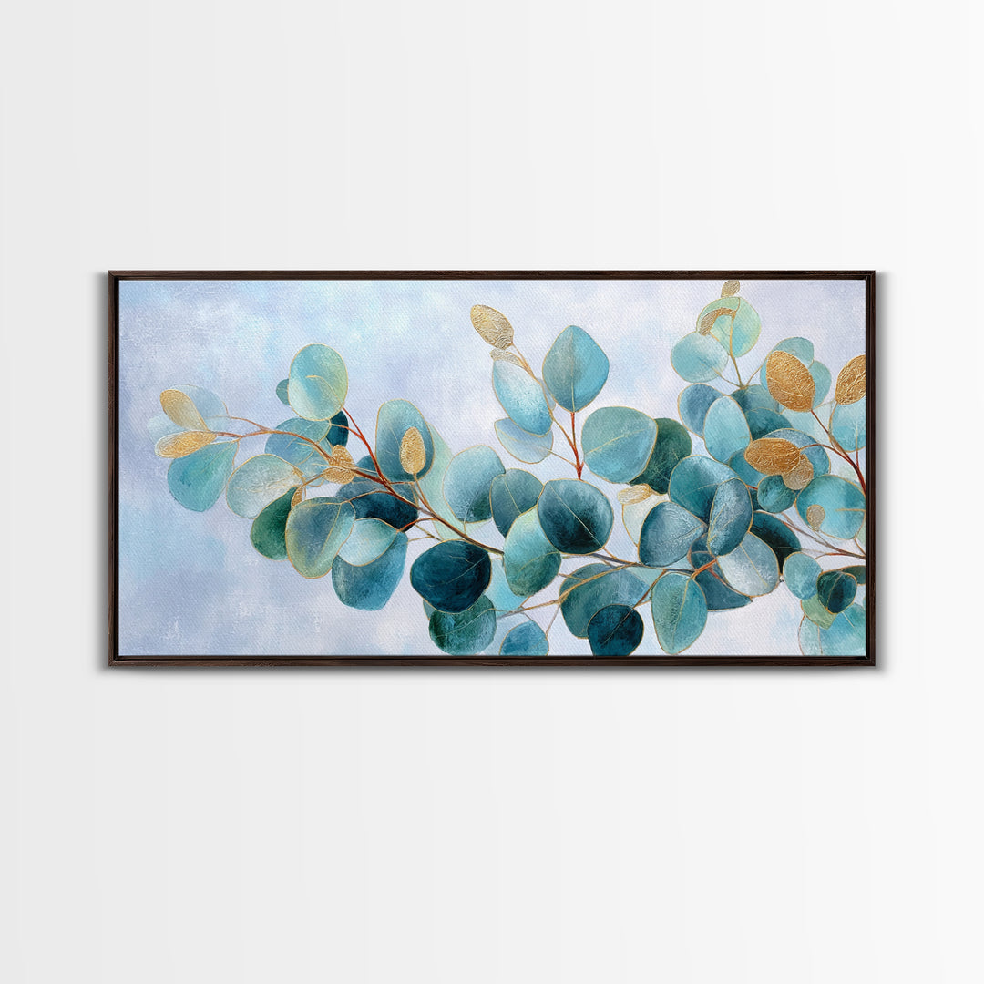 Clean Eucalyptus Leaf Study Framed Canvas Print, Waiting Room Art, Office Wall Art, Waiting Room Decor, Fine Art, Calm, WRA-2x1-85