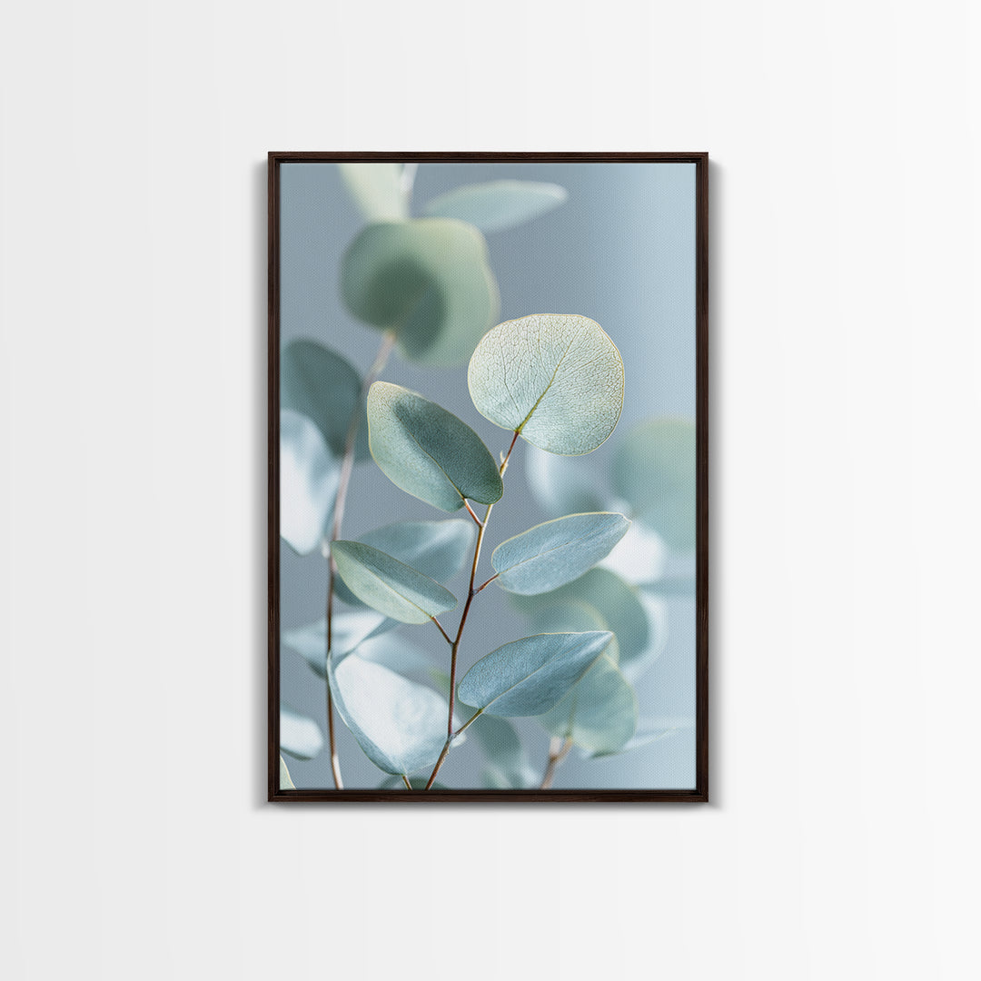 Clean Eucalyptus Leaf Study Framed Canvas Print, Waiting Room Art, Wall Art, Waiting Room Decor, Oil Painting, Calm, WRA-2x3-1