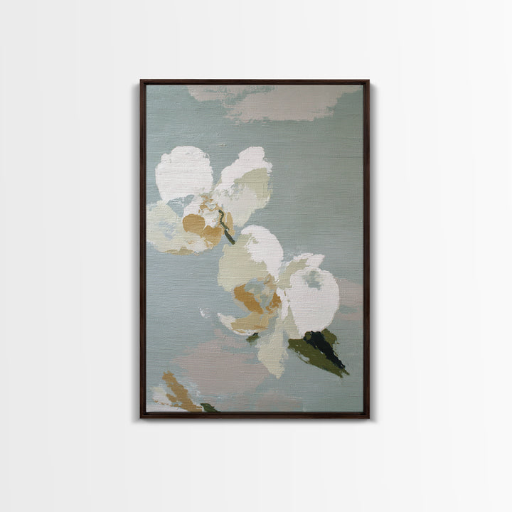 White Orchid on Light Gray Ground Canvas Print, Waiting Room Art, Gallery Decor, Waiting Room Decor, Fine Art, Calm, WRA-2x3-15