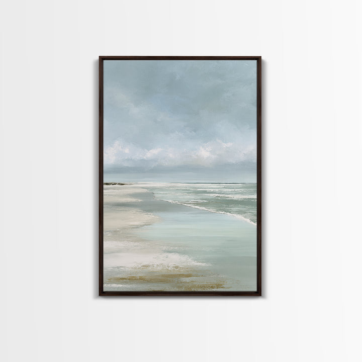 Coastal Horizon with Pale Sand and Water Framed Canvas Print, Waiting Room Art, Printable Wall Art, Waiting Room Decor, Calm, WRA-2x3-17