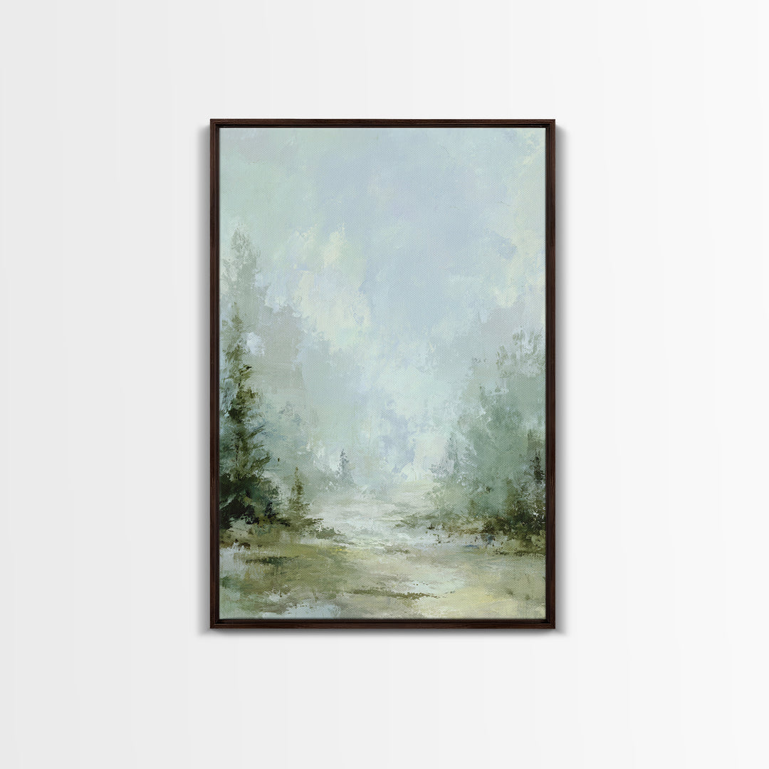Misty Forest Path Framed Canvas Print, Waiting Room Art, Neutral Decor, Waiting Room Decor, Fine Art, Calm, Wall Art, WRA-2x3-19