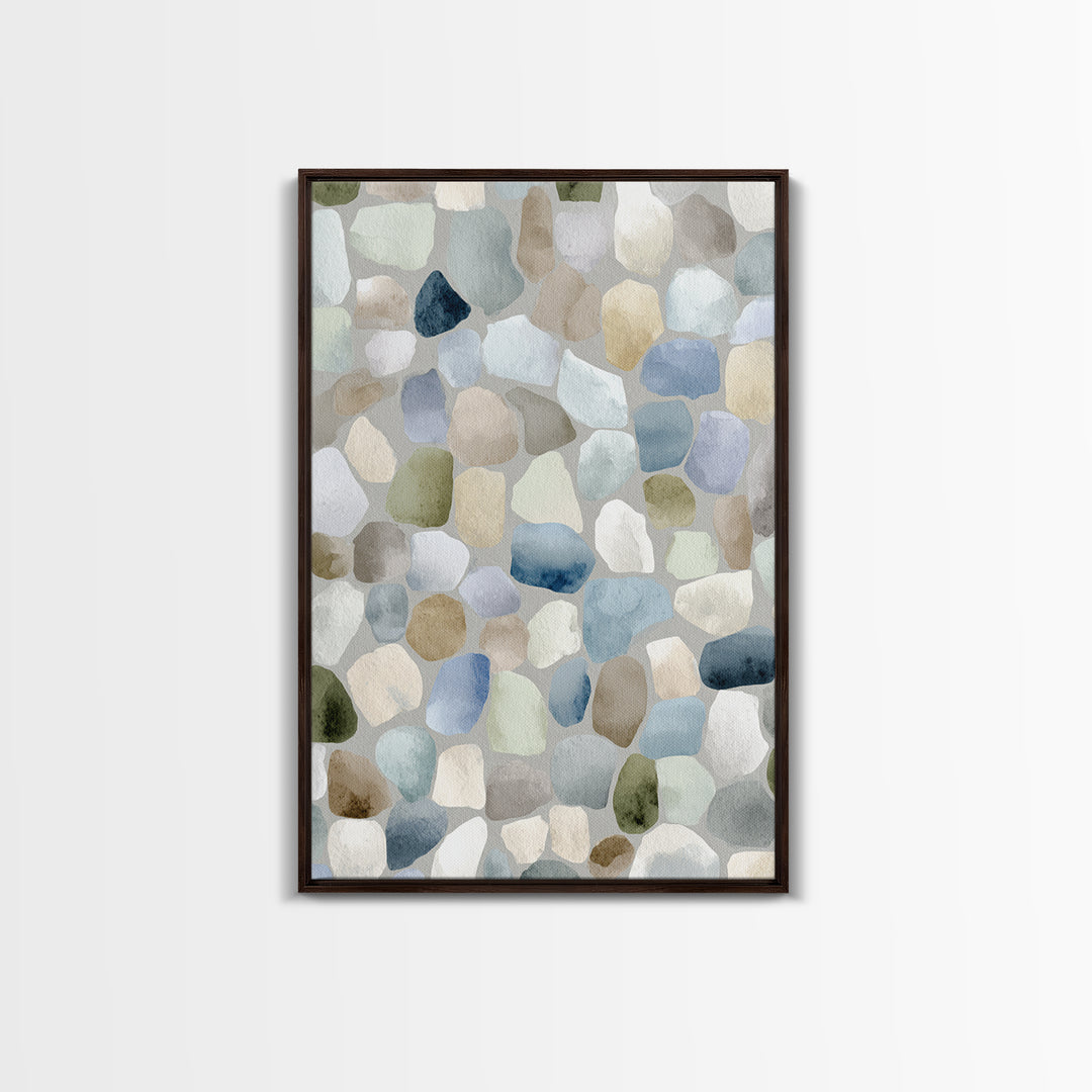 Pastel Rainbow Shapes for Pediatric Spaces Framed Canvas Print, Waiting Room Art, Boho Decor, Waiting Room Decor, Calm, WRA-2x3-2