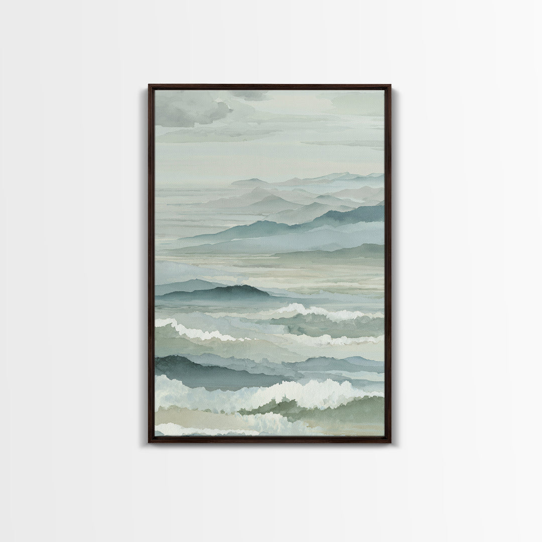 Simple Mountain Layers Framed Canvas Print, Waiting Room Art, Textured Painting, Waiting Room Decor, Calm, Printable Art, WRA-2x3-22