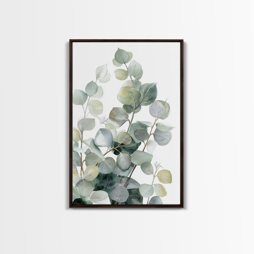 Clean Eucalyptus Leaf Study Framed Canvas Print, Waiting Room Art, Wall Art, Waiting Room Decor, Oil Painting, Calm, WRA-2x3-25
