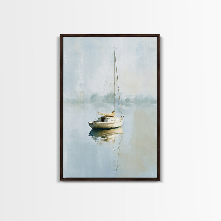 Quiet Sailboat on Calm Water Framed Canvas Print, Waiting Room Art, Dental Art, Waiting Room Decor, Fine Art, Calm, WRA-2x3-3