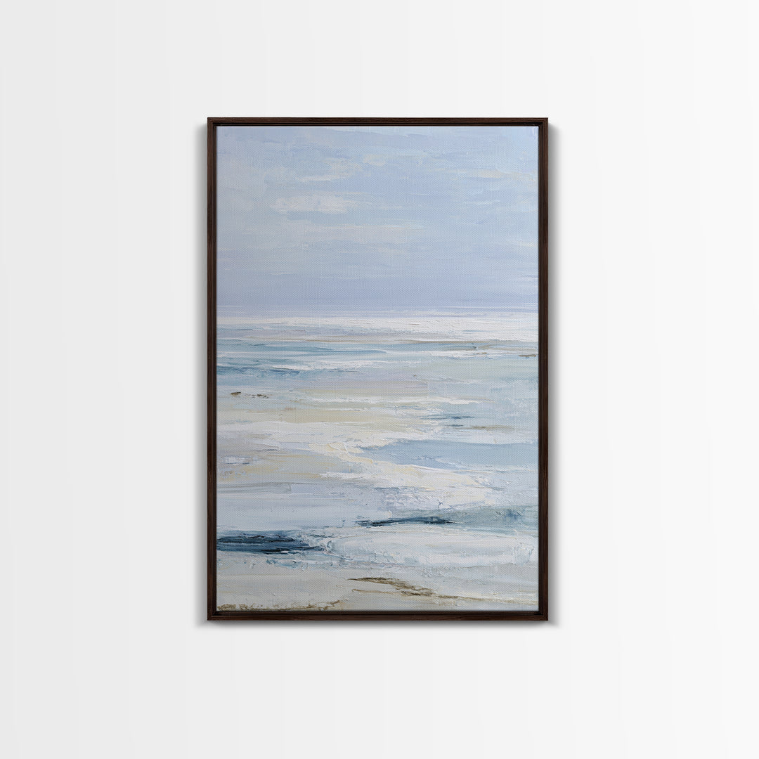 Coastal Horizon with Pale Sand and Water Framed Canvas Print, Waiting Room Art, Printable Wall Art, Waiting Room Decor, Calm, WRA-2x3-41