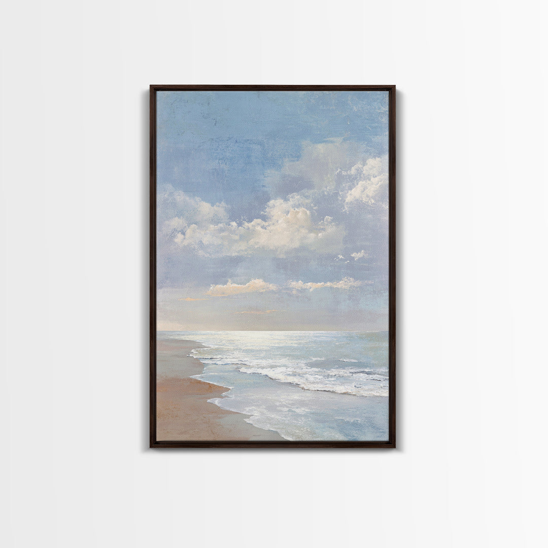 Coastal Horizon with Pale Sand and Water Canvas Print, Waiting Room Art, Office Wall Art, Waiting Room Decor, Oil Painting, WRA-2x3-65