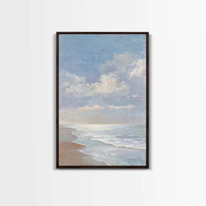 Coastal Horizon with Pale Sand and Water Canvas Print, Waiting Room Art, Office Wall Art, Waiting Room Decor, Oil Painting, WRA-2x3-65