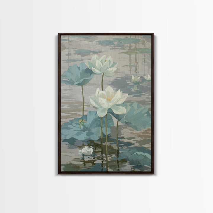 Lotus Flower on Still Water Canvas Print, Waiting Room Art, Original Art, Waiting Room Decor, Oil Painting, Calm, Office Art, WRA-2x3-71