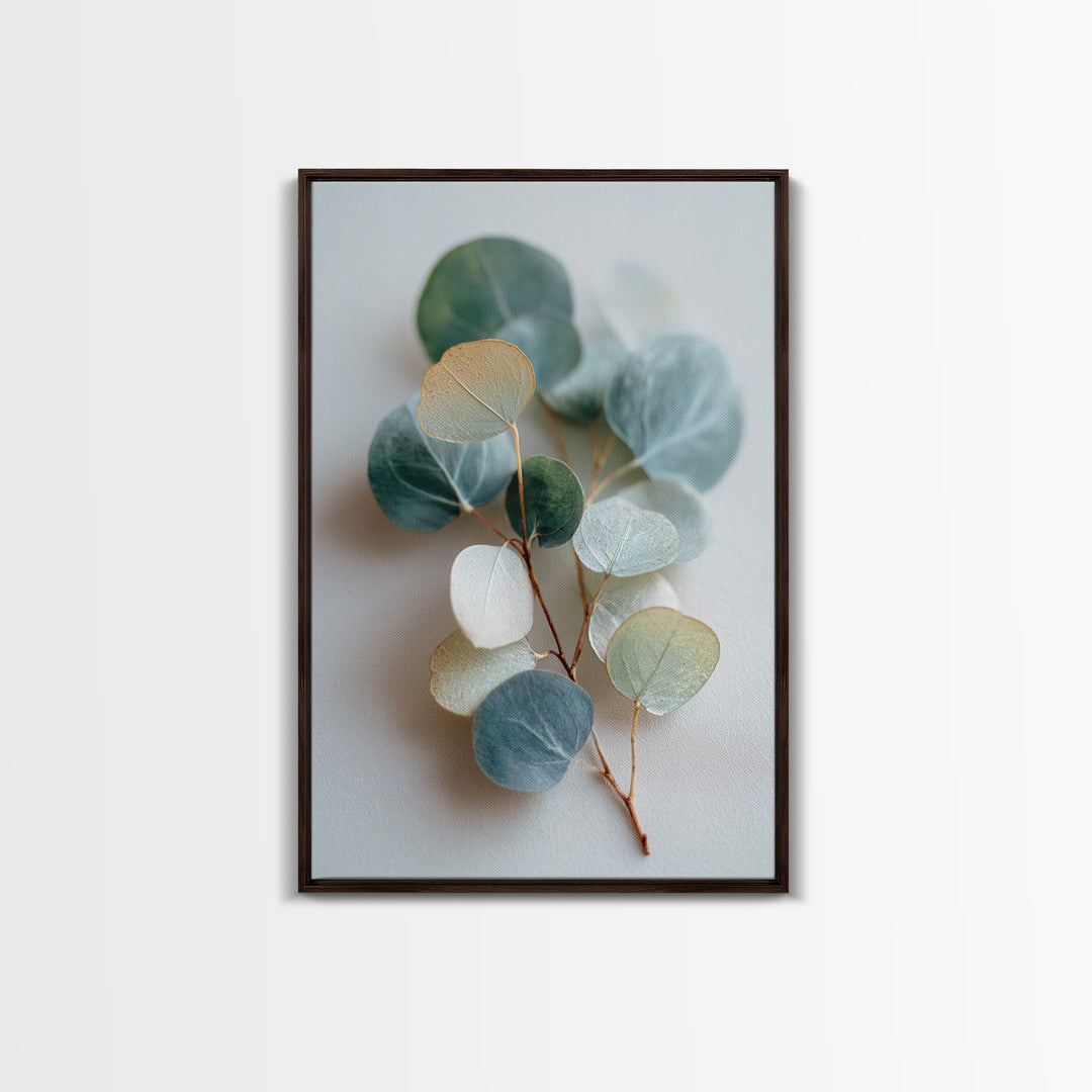 Clean Eucalyptus Leaf Study Framed Canvas Print, Waiting Room Art, Living Room Wall Art, Waiting Room Decor, Watercolor Art, WRA-2x3-73