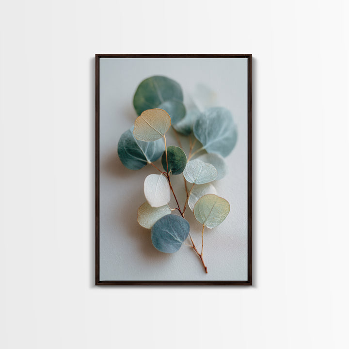 Clean Eucalyptus Leaf Study Framed Canvas Print, Waiting Room Art, Living Room Wall Art, Waiting Room Decor, Watercolor Art, WRA-2x3-73