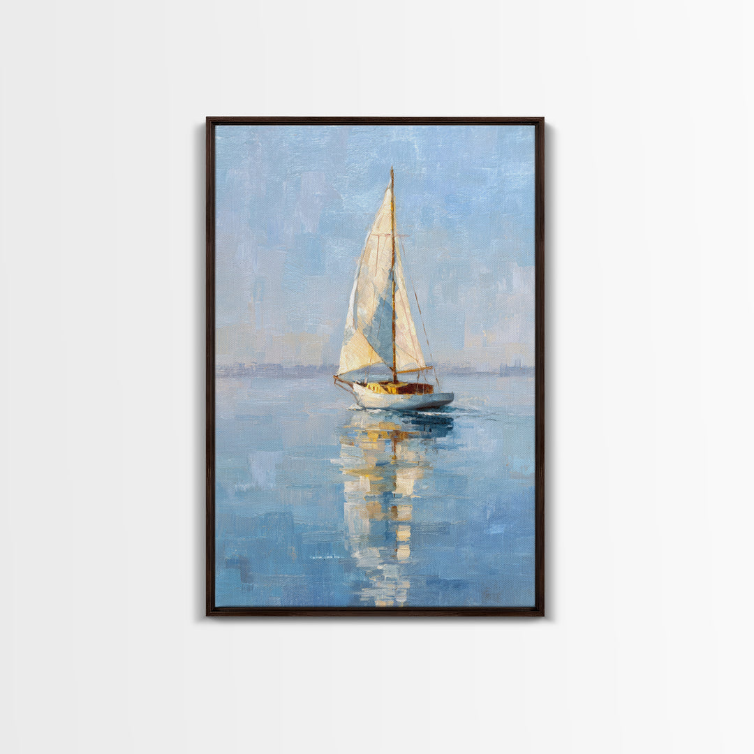 Quiet Sailboat on Calm Water Framed Canvas Print, Waiting Room Art, Abstract Art, Waiting Room Decor, Fine Art, Calm, WRA-2x3-75
