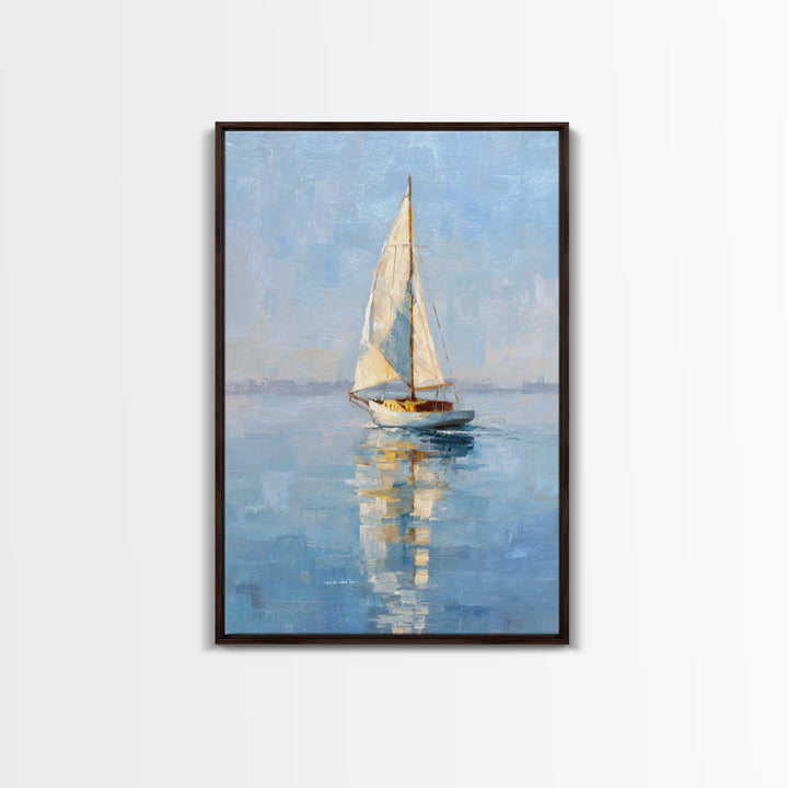 Quiet Sailboat on Calm Water Framed Canvas Print, Waiting Room Art, Abstract Art, Waiting Room Decor, Fine Art, Calm, WRA-2x3-75