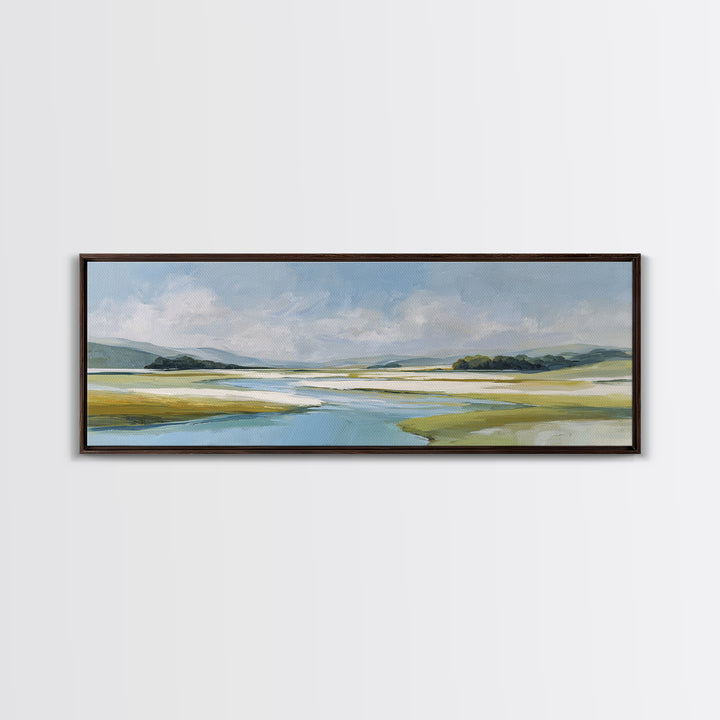 Blue Heron in Quiet Marsh Canvas Print, Waiting Room Art, Modern Decor, Waiting Room Decor, Abstract Art, Calm, Home Decor, WRA-3x1-100