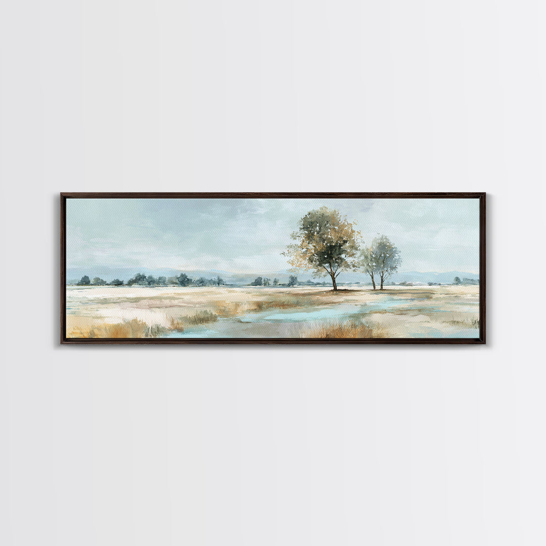 Open Field with Distant Tree Framed Canvas Print, Waiting Room Art, Dental Art, Waiting Room Decor, Fine Art, Calm, WRA-3x1-15
