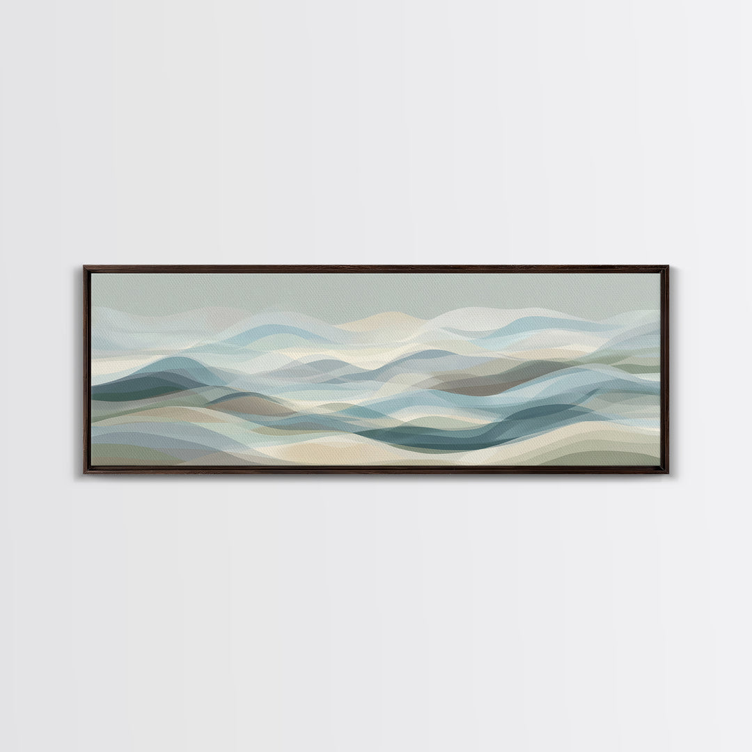 Soft Abstract Waves Framed Canvas Print, Waiting Room Art, Printable Art, Waiting Room Decor, Abstract Art, Calm, WRA-3x1-18