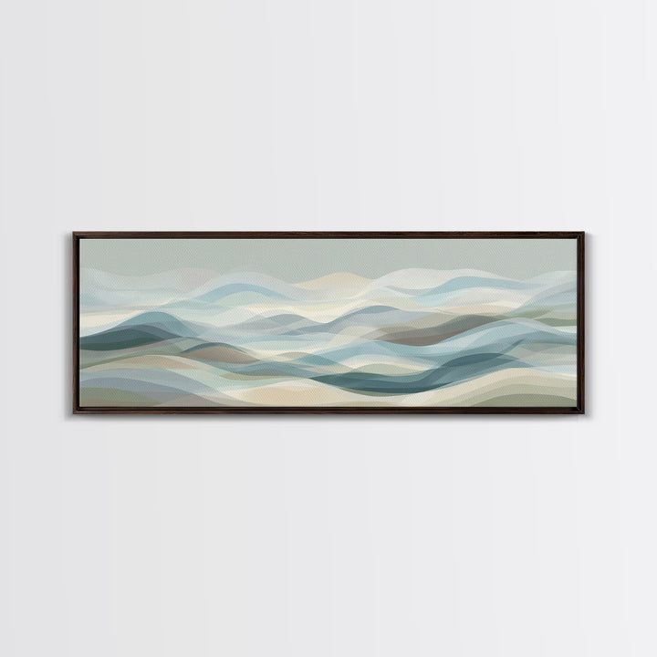 Soft Abstract Waves Framed Canvas Print, Waiting Room Art, Printable Art, Waiting Room Decor, Abstract Art, Calm, WRA-3x1-18