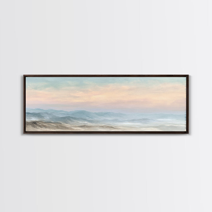 Warm Desert Sunrise Framed Canvas Print, Waiting Room Art, Printable Art, Waiting Room Decor, Watercolor Art, Calm, WRA-3x1-5