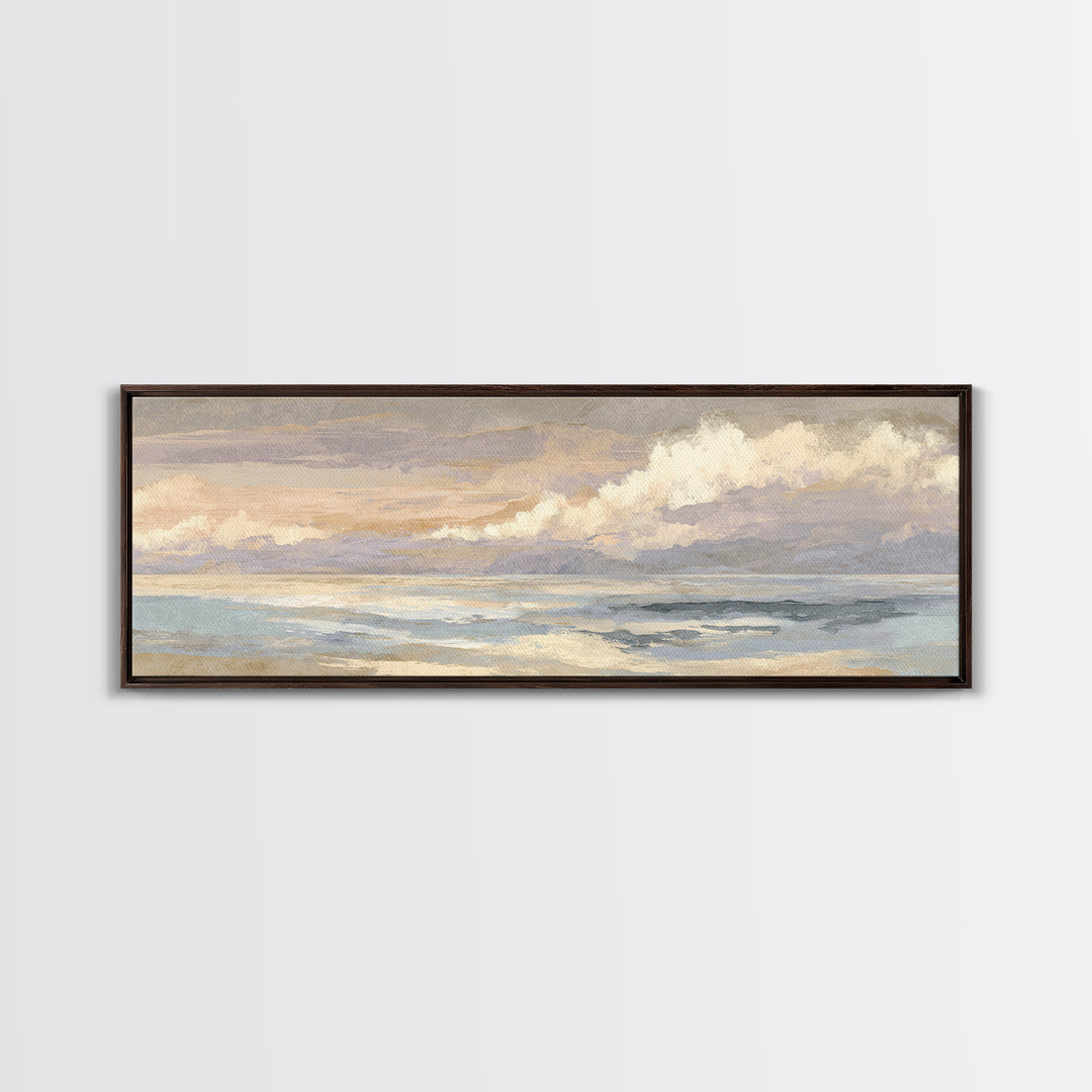 Warm Desert Sunrise Framed Canvas Print, Waiting Room Art, Abstract, Waiting Room Decor, Oil Painting, Calm, Modern Decor, WRA-3x1-53