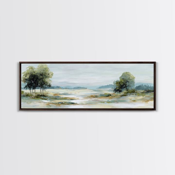 Open Field with Distant Tree Framed Canvas Print, Waiting Room Art, Room Decor, Waiting Room Decor, Calm, Bedroom Decor, WRA-3x1-63