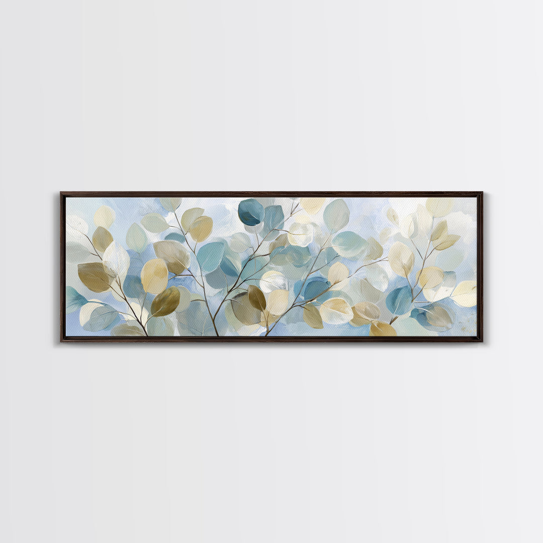 Clean Eucalyptus Leaf Study Framed Canvas Print, Waiting Room Art, Digital Art Print, Waiting Room Decor, Watercolor Art, Calm, WRA-3x1-81