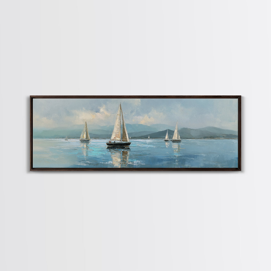 Quiet Sailboat on Calm Water Canvas Print, Waiting Room Art, Original Art, Waiting Room Decor, Fine Art, Calm, Office Art, WRA-3x1-83