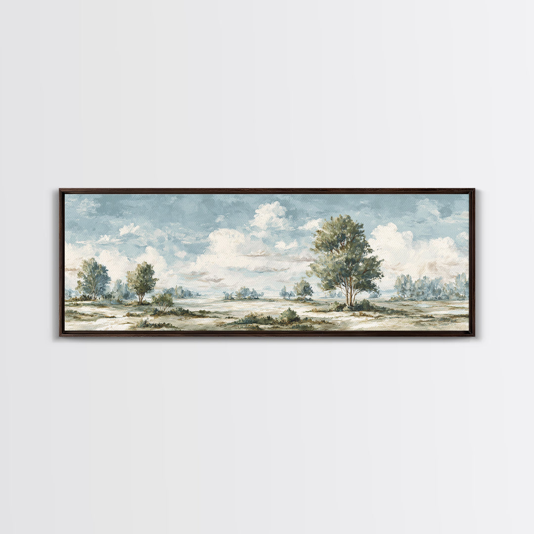 Open Field with Distant Tree Framed Canvas Print, Waiting Room Art, Abstract Art, Waiting Room Decor, Fine Art, Calm, WRA-3x1-87
