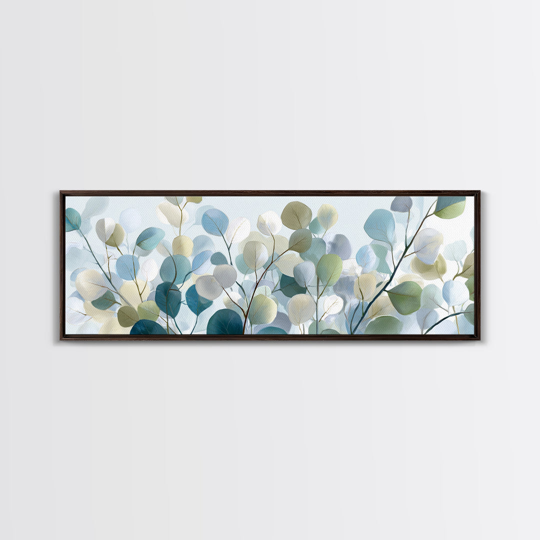 Clean Eucalyptus Leaf Study Framed Canvas Print, Waiting Room Art, Office Wall Art, Waiting Room Decor, Fine Art, Calm, WRA-3x1-9