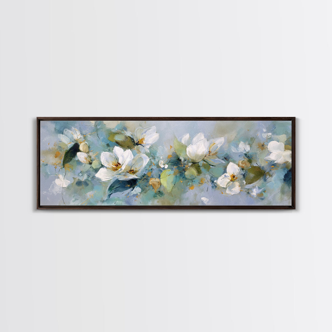 White Orchid on Light Gray Ground Canvas Print, Waiting Room Art, Textured Painting, Waiting Room Decor, Oil Painting, Calm, WRA-3x1-95