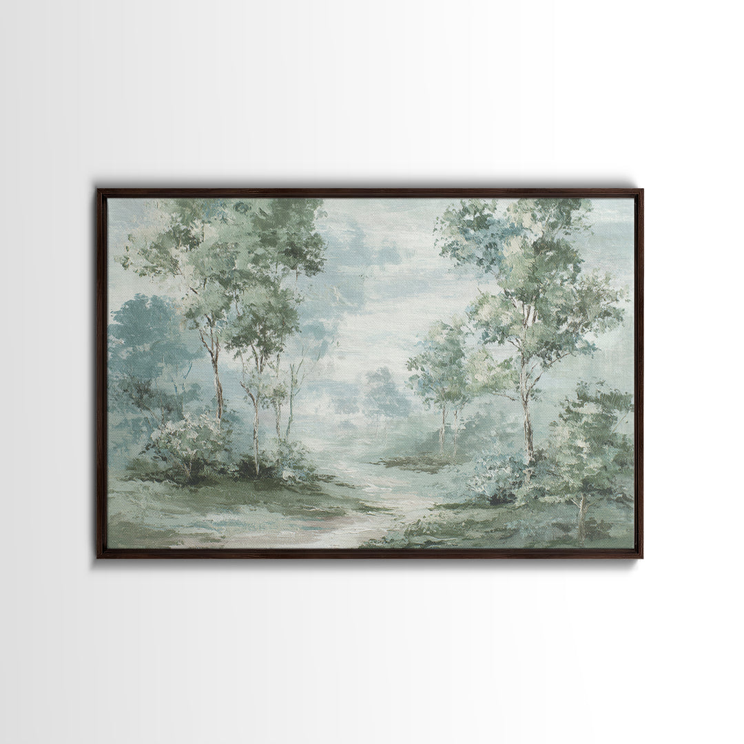 Misty Forest Path Framed Canvas Print, Waiting Room Art, Printable Art, Waiting Room Decor, Fine Art, Calm, Digital Art Print, WRA-3x2-15