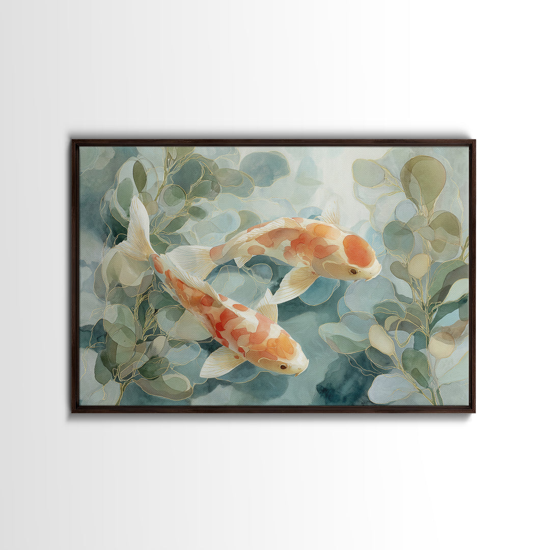 Gentle Koi Fish Canvas Print, Waiting Room Art, Office Wall Art, Waiting Room Decor, Watercolor Art, Calm, Dental Wall Art, WRA-3x2-26