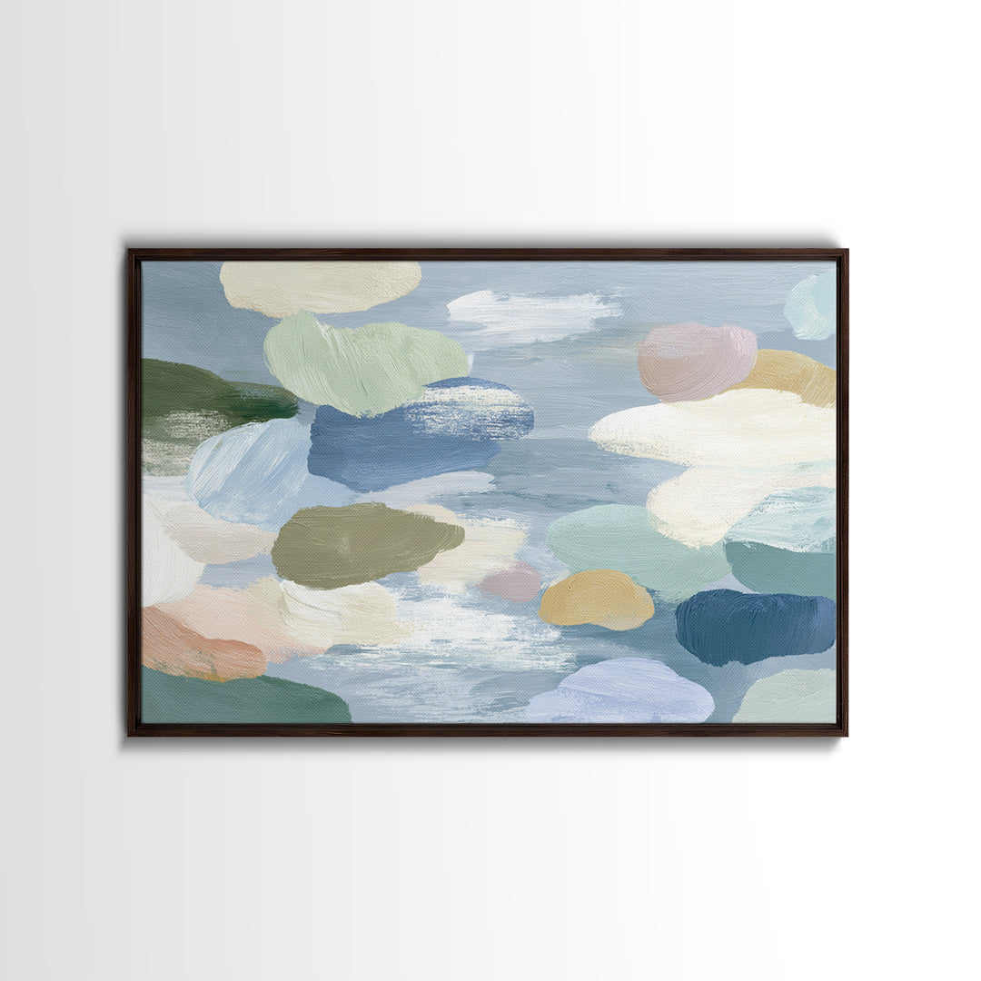 Pastel Rainbow Shapes for Pediatric Spaces Framed Canvas Print, Waiting Room Art, Bauhaus Print, Waiting Room Decor, WRA-3x2-46