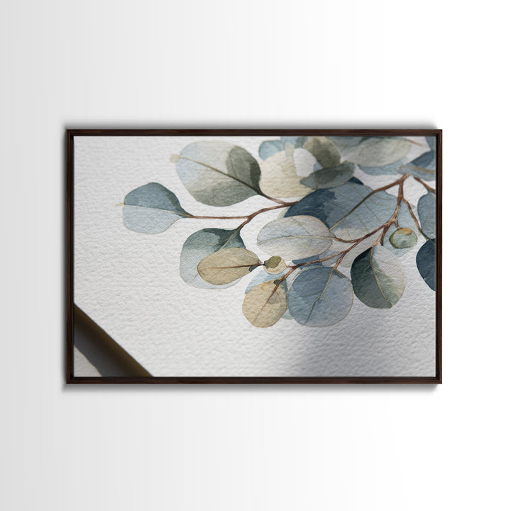 Clean Eucalyptus Leaf Study Framed Canvas Print, Waiting Room Art, Dog Wall Art, Waiting Room Decor, Fine Art, Calm, Boho Decor, WRA-3x2-69