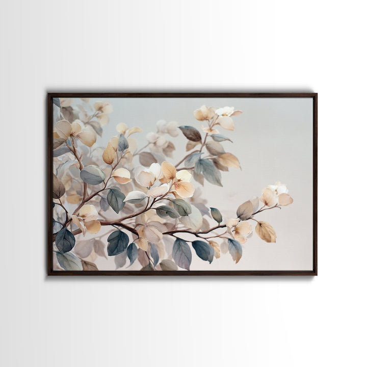 Neutral Botanical Branch Framed Canvas Print, Waiting Room Art, Home Decor, Waiting Room Decor, Fine Art, Calm, Modern Art, WRA-3x2-7