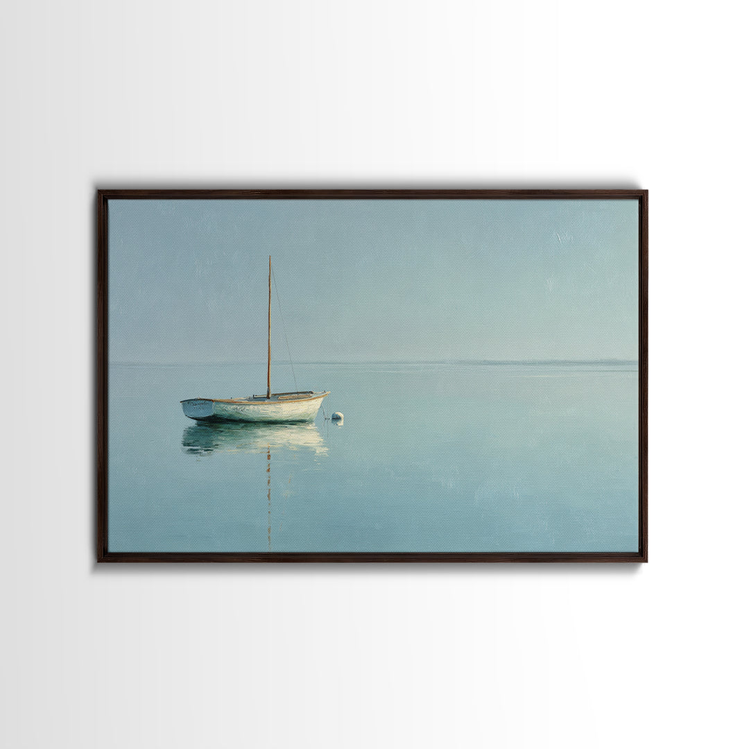 Quiet Sailboat on Calm Water Framed Canvas Print, Waiting Room Art, Office Art, Waiting Room Decor, Watercolor Art, Calm, WRA-3x2-71