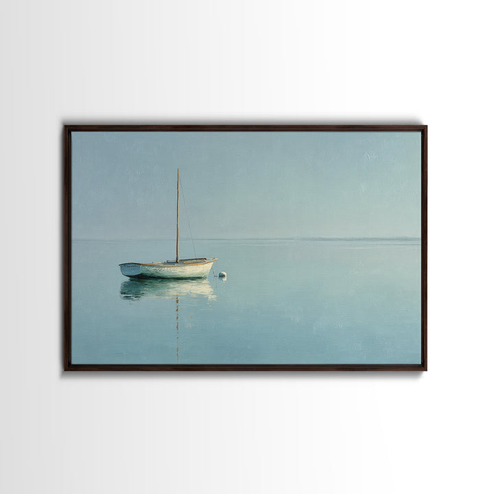 Quiet Sailboat on Calm Water Framed Canvas Print, Waiting Room Art, Office Art, Waiting Room Decor, Watercolor Art, Calm, WRA-3x2-71