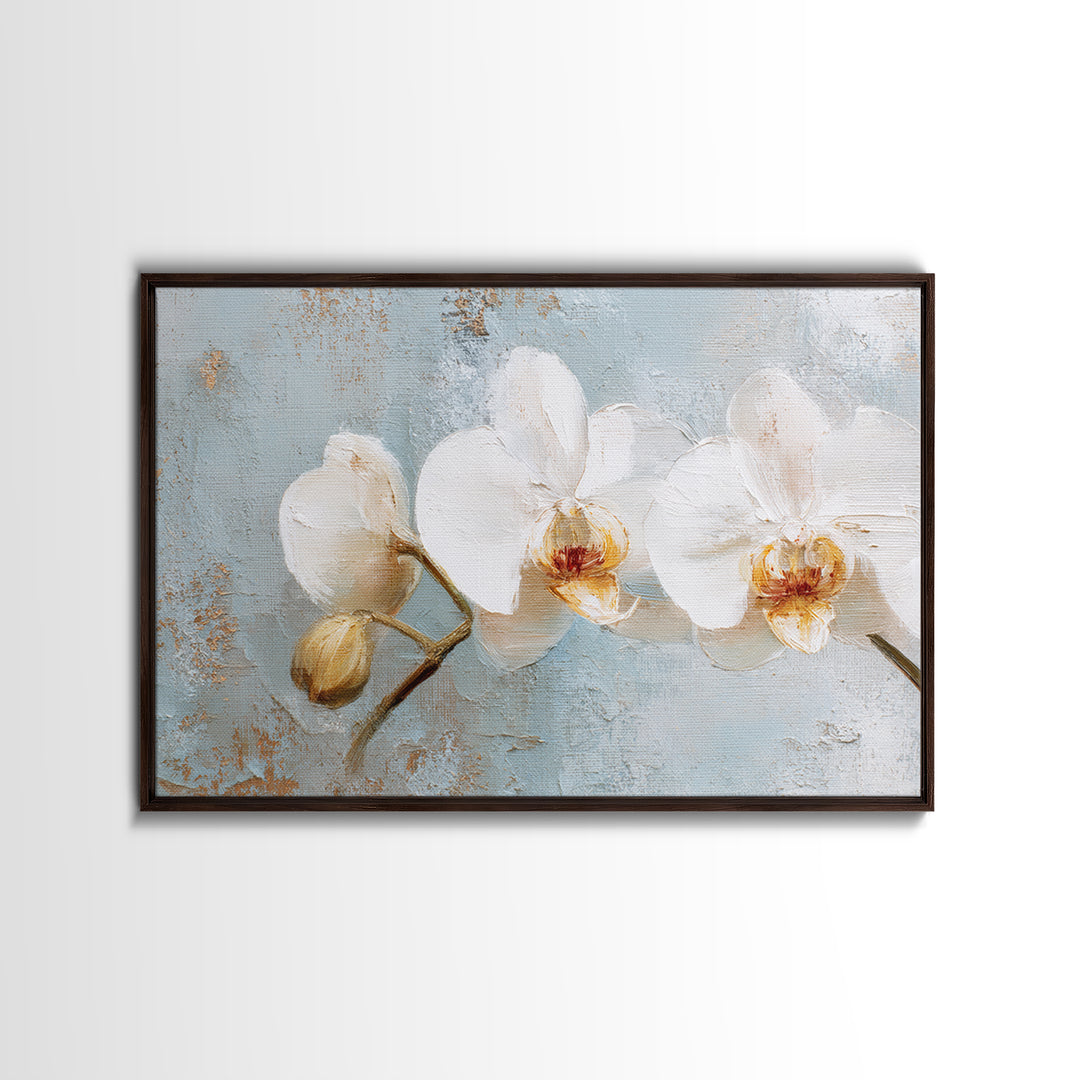 White Orchid on Light Gray Ground Canvas Print, Waiting Room Art, Wall Art, Waiting Room Decor, Fine Art, Calm, Floral Wall Art, WRA-3x2-83