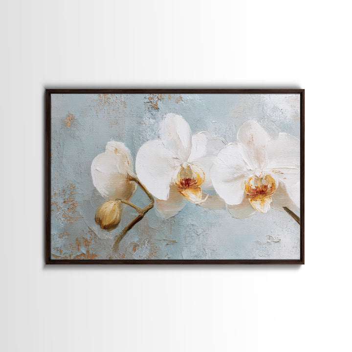 White Orchid on Light Gray Ground Canvas Print, Waiting Room Art, Wall Art, Waiting Room Decor, Fine Art, Calm, Floral Wall Art, WRA-3x2-83