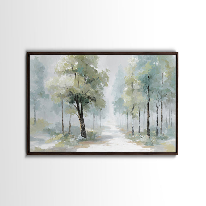 Misty Forest Path Framed Canvas Print, Waiting Room Art, Fine Art Print, Waiting Room Decor, Fine Art, Calm, Wall Decor, WRA-3x2-87
