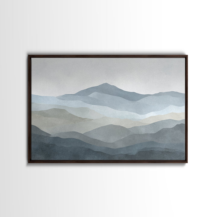 Simple Mountain Layers Framed Canvas Print, Waiting Room Art, Landscape, Waiting Room Decor, Watercolor Art, Calm, WRA-3x2-90