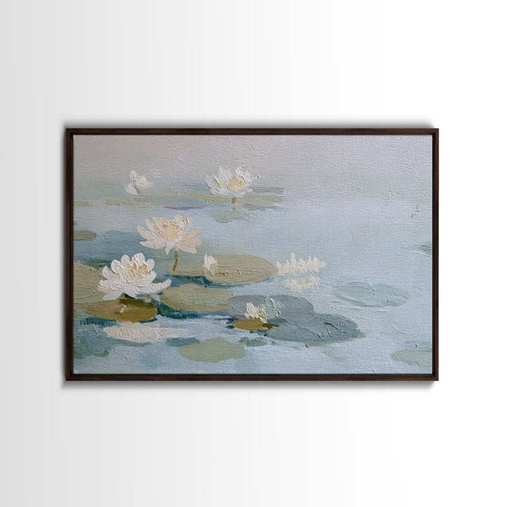 Lotus Flower on Still Water Framed Canvas Print, Waiting Room Art, Art, Waiting Room Decor, Watercolor Art, Calm, Bauhaus Print, WRA-3x2-91