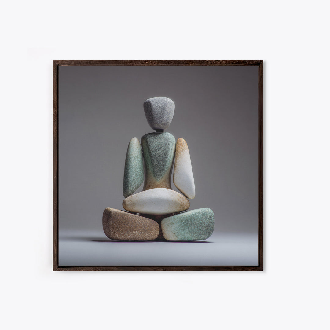 Seated Meditation Figure Canvas Print, Yoga Studio Art, Neutral Decor, Yoga Studio Decor, Oil Painting, Balance, Home Decor, YSA-1x1-49