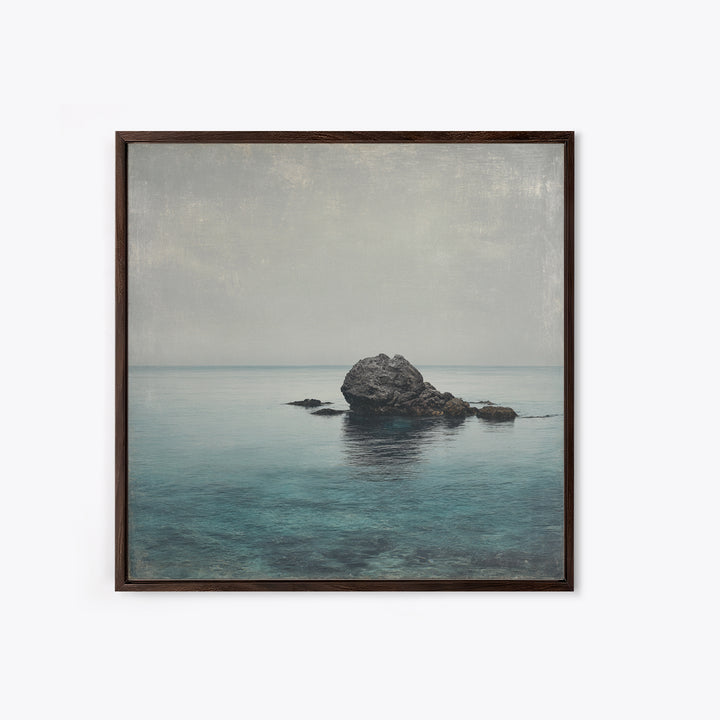 Ocean Horizon with Meditative Stillness Framed Canvas Print, Yoga Studio Art, Mandala Wall Art, Yoga Studio Decor, Balance, YSA-1x1-64