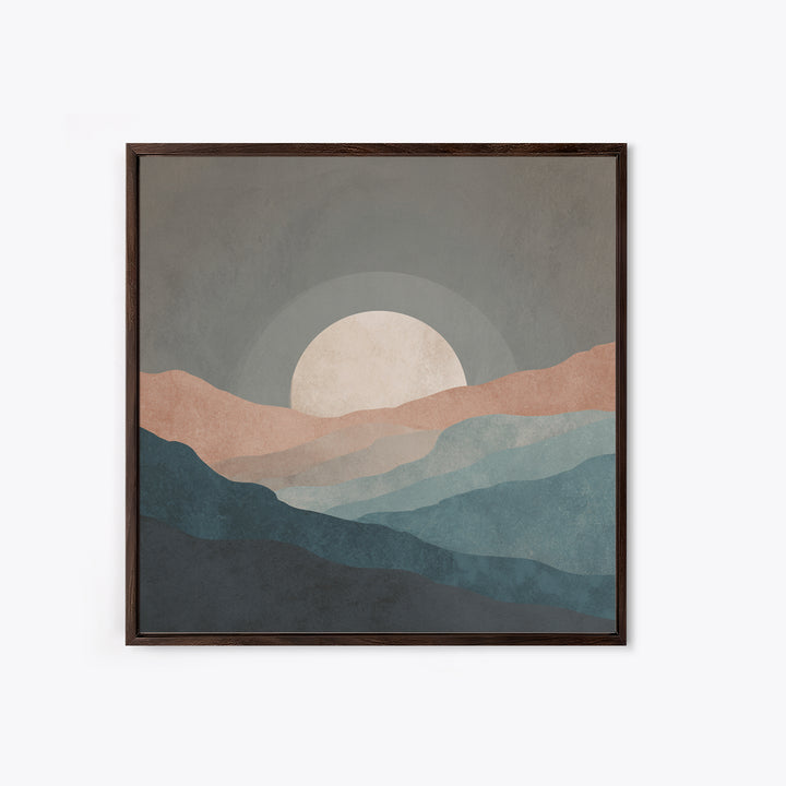 Moon Phase Arc Above Mountain Silhouette Canvas Print, Yoga Studio Art, Room Decor, Yoga Studio Decor, Fine Art, Balance, YSA-1x1-77