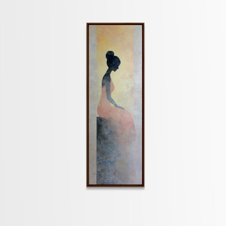 Soft Watercolor Aura Around Seated Figure Canvas Print, Yoga Studio Art, Wall Art, Yoga Studio Decor, Fine Art, Balance, YSA-1x3-35