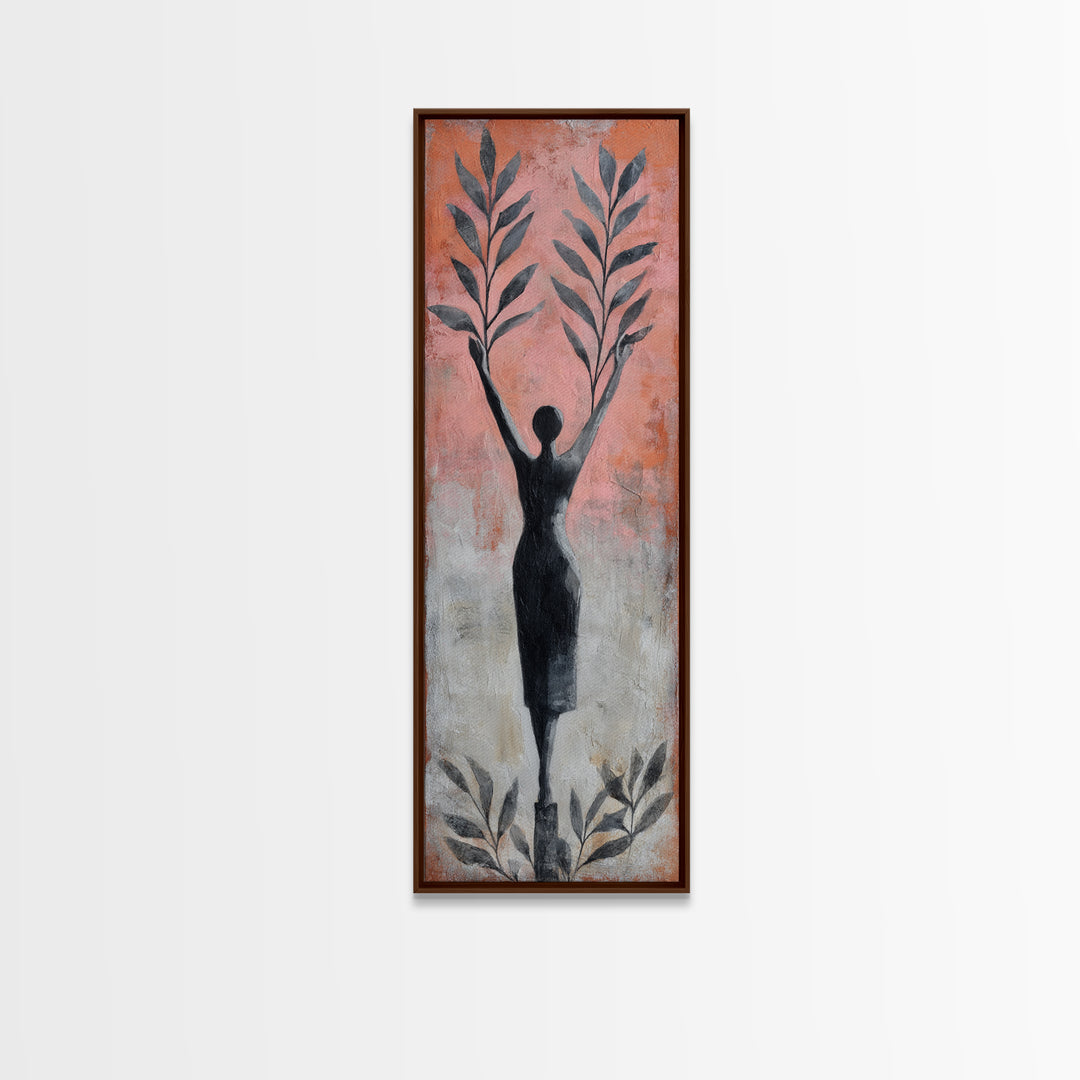 Tree Pose Figure Canvas Print, Yoga Studio Art, Zen Home Decor, Yoga Studio Decor, Oil Painting, Balance, Room Decor, YSA-1x3-42