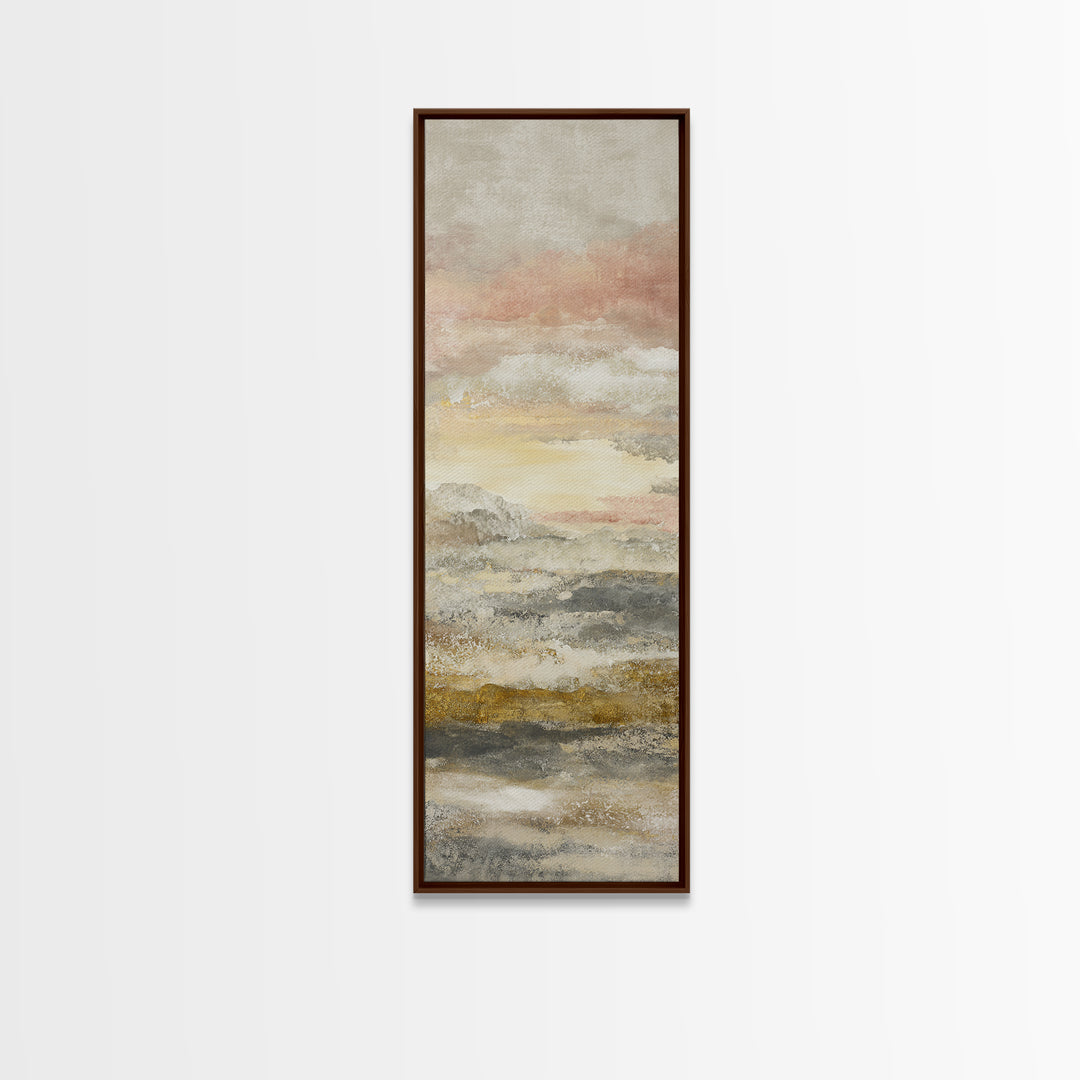 Mandala in Soft Earth Tones Framed Canvas Print, Yoga Studio Art, Boho Decor, Yoga Studio Decor, Oil Painting, Balance, YSA-1x3-45