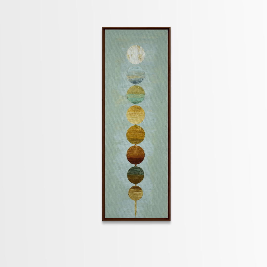 Chakra Color Circles Framed Canvas Print, Yoga Studio Art, Boho Wall Hanging, Yoga Studio Decor, Fine Art, Balance, YSA-1x3-50