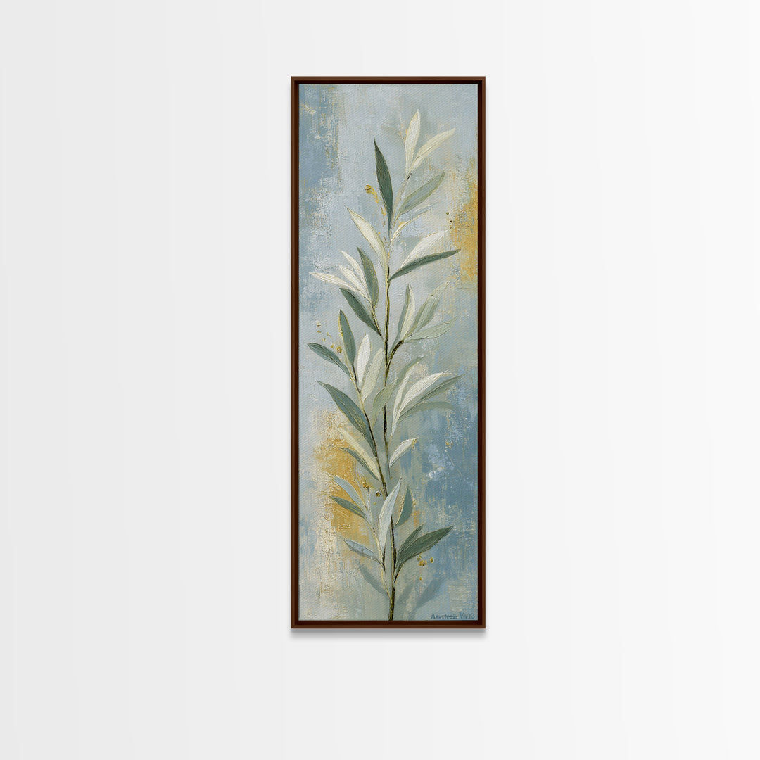 Sage Green Botanical Branch Study Framed Canvas Print, Yoga Studio Art, Neutral Decor, Yoga Studio Decor, Fine Art, Balance, YSA-1x3-53