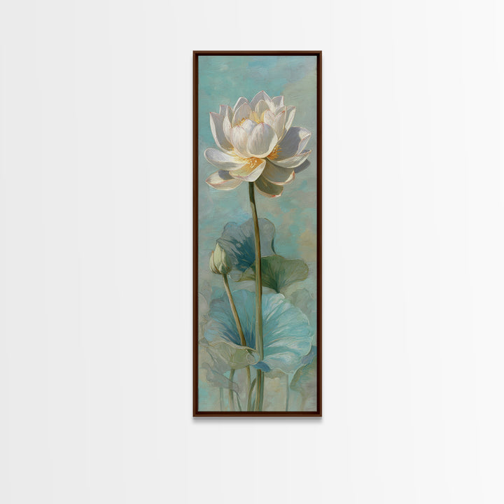 Lotus Flower with Soft Golden Glow Framed Canvas Print, Yoga Studio Art, Zen Wall Art, Yoga Studio Decor, Fine Art, Balance, YSA-1x3-87